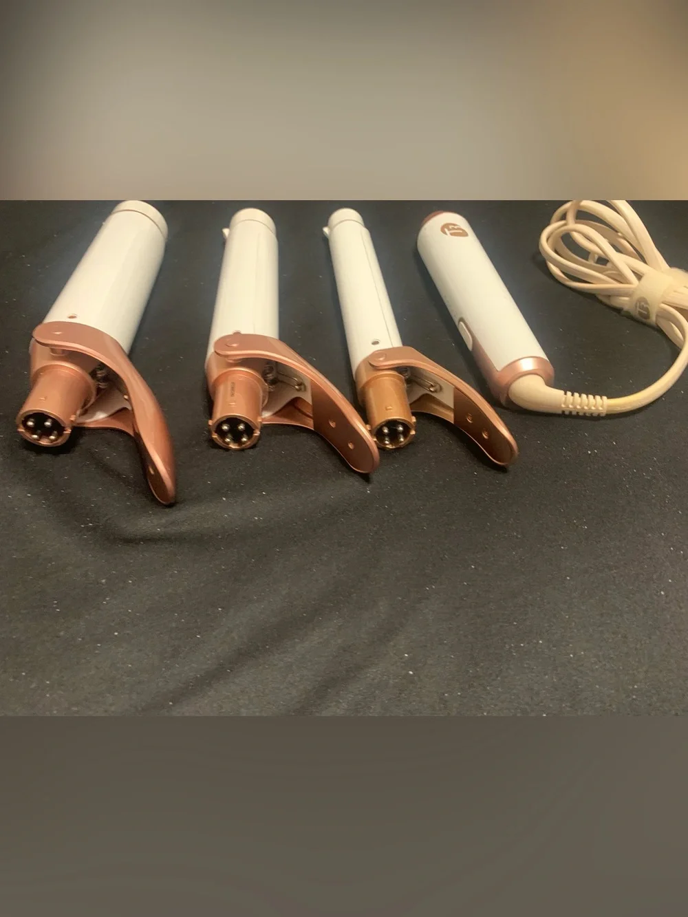 T3 Whirl White Rose Gold Interchangeable Curling Iron Barrel Hair Styling Tool